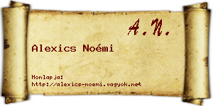 Alexics Noémi névjegykártya